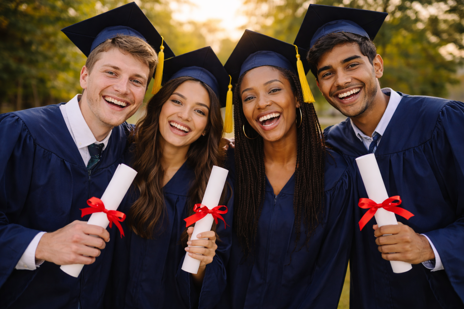 Graduate throwing her cap into the air
